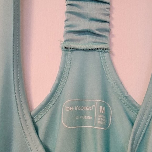Be Inspired woman's turquoise racerback stretchy tank top size: M - Picture 7 of 8